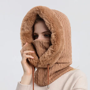 Hat : Cap Khaki - Warme Winter Capuchon in Bruin van Pantino