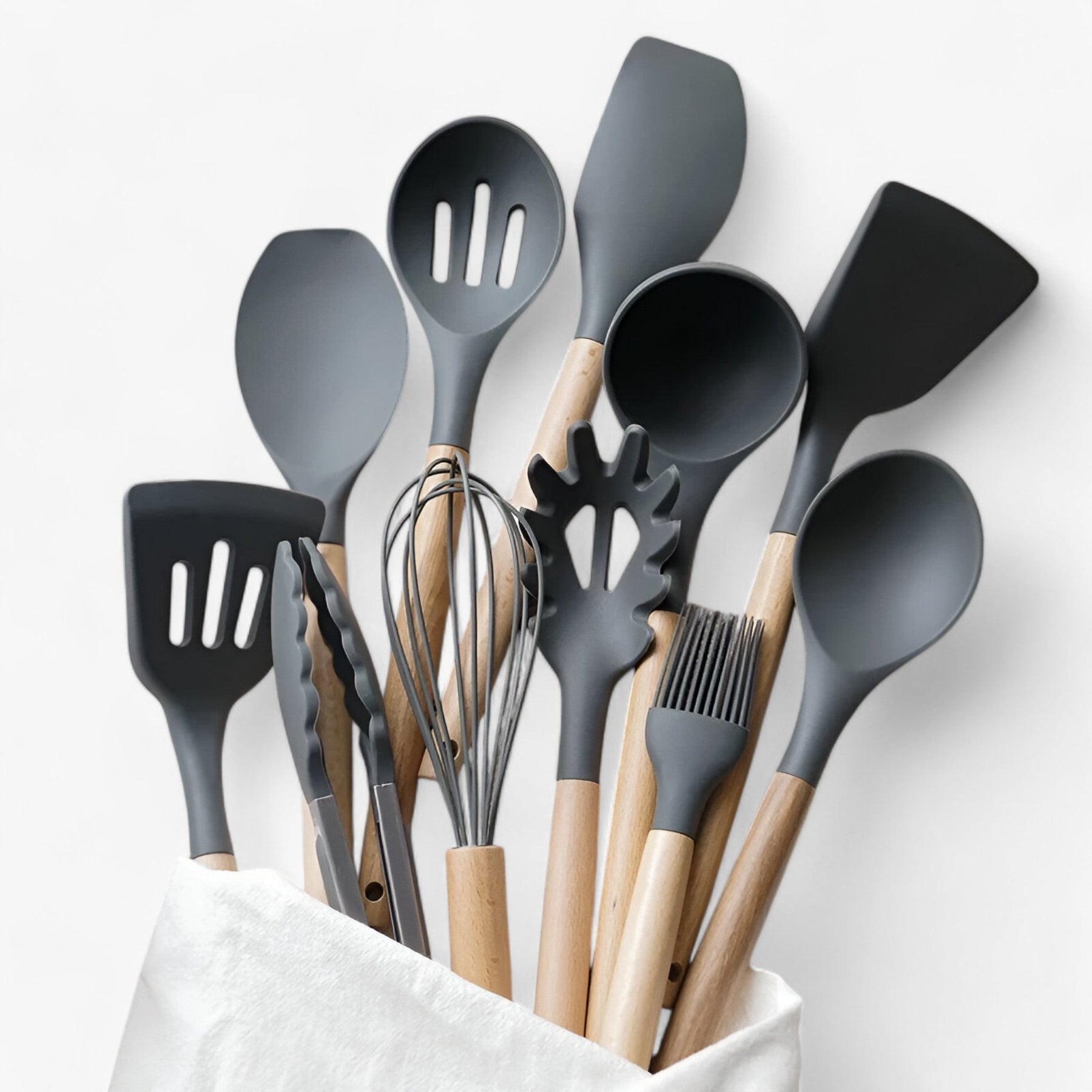 home & garden : Set van 12 Keukenhulpmiddelen in Silicone - Zwart 12Stuks in van Pantino