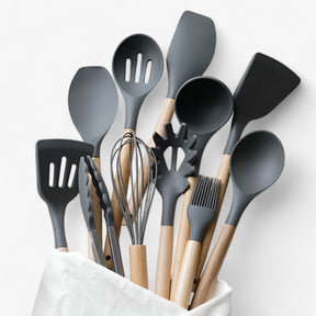home & garden : Set van 12 Keukenhulpmiddelen in Silicone - Zwart 12Stuks in van Pantino