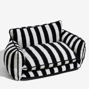 pets : Hondenbed Roze Streepjesdesign - Zachte Warme Rustplaats - Imitatie Lamswol in Zwart-Wit 65x40x30cm van Pantino