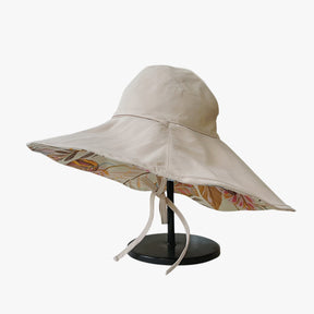 Sun Hat : Zomerhoed met Brede Rand - Ultieme UV-bescherming in Boho-look - Marineblauw in Beige L van Pantino