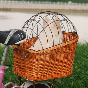 pets : Rotan Fietsmand voor Achterop Hond - Naturel in van Pantino