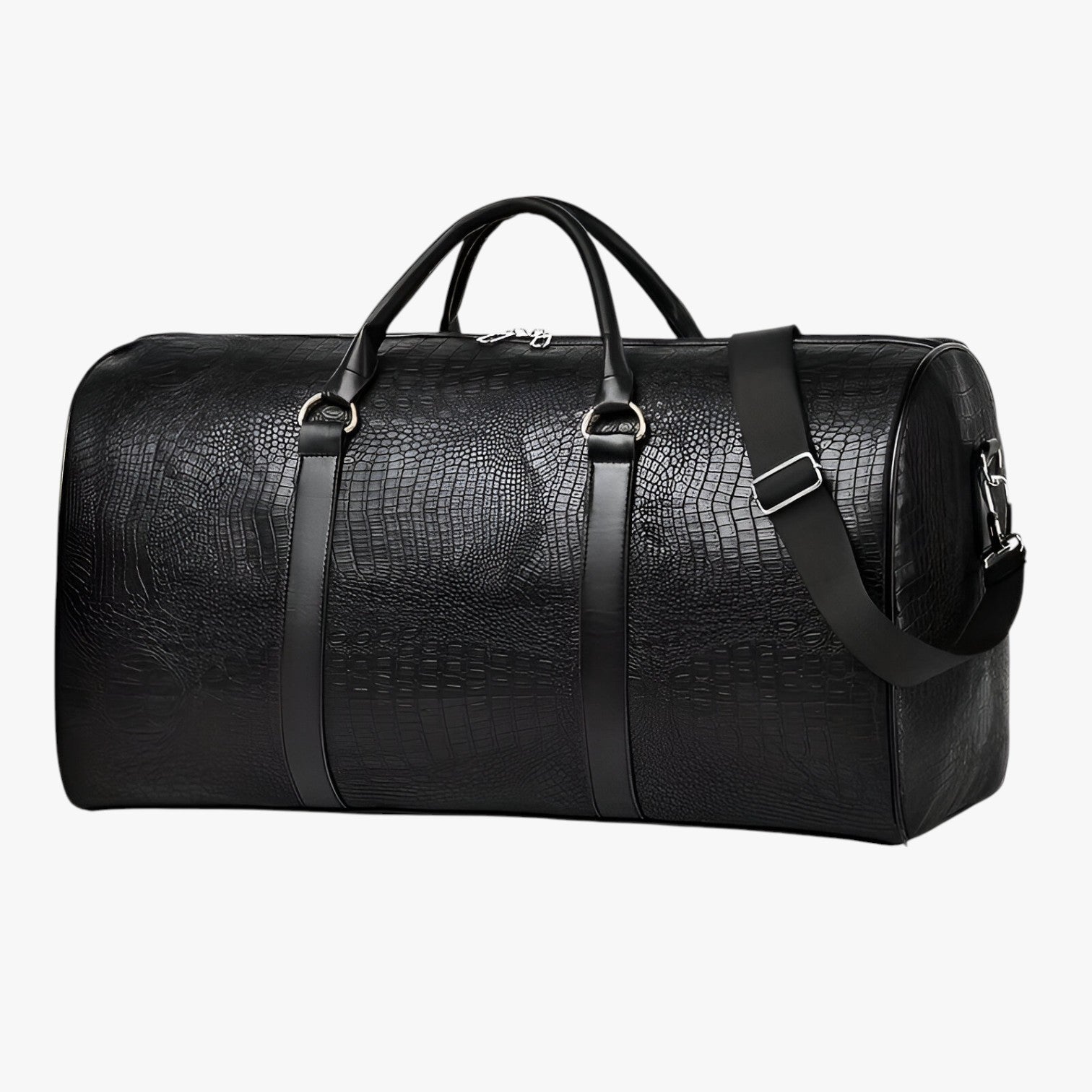 bags : Stevige en Ruime Leren Reistas - Zwart in Zwart van Pantino