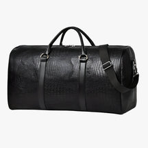 bags : Stevige en Ruime Leren Reistas - Zwart in Zwart van Pantino
