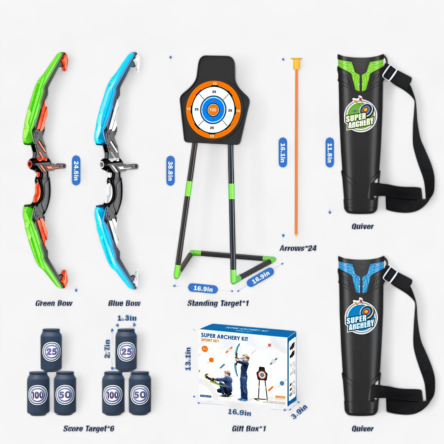 outdoor equipment : Adventure Bow Kit - Actief Buitenplezier - Groen Blauw in van Pantino