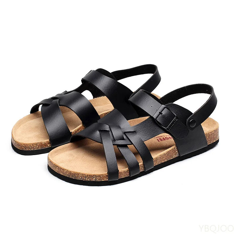 Sandals : Orthopedische Sandalen van Hoogwaardig Leer - Zwart in van Pantinoshop