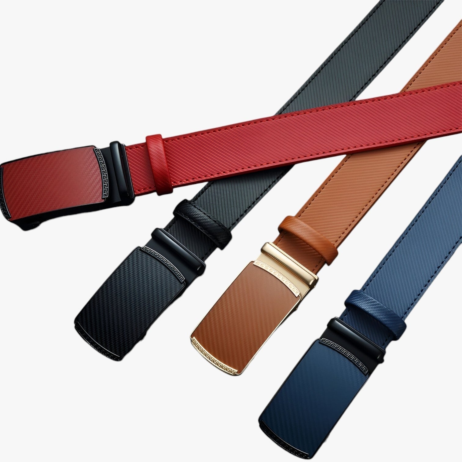 Men's Belt : Riem Grijs - Luxe Leren Automatische met Verstelbare Gesp in van Pantino