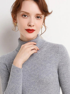 Sweater : Sweater Khaki - Helia Turtleneck with Cashmere in GREY One Size (40-60kg) van Pantino