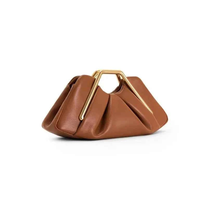 Clutch, microvezelleer, origami-stijl, met unieke gouden greep