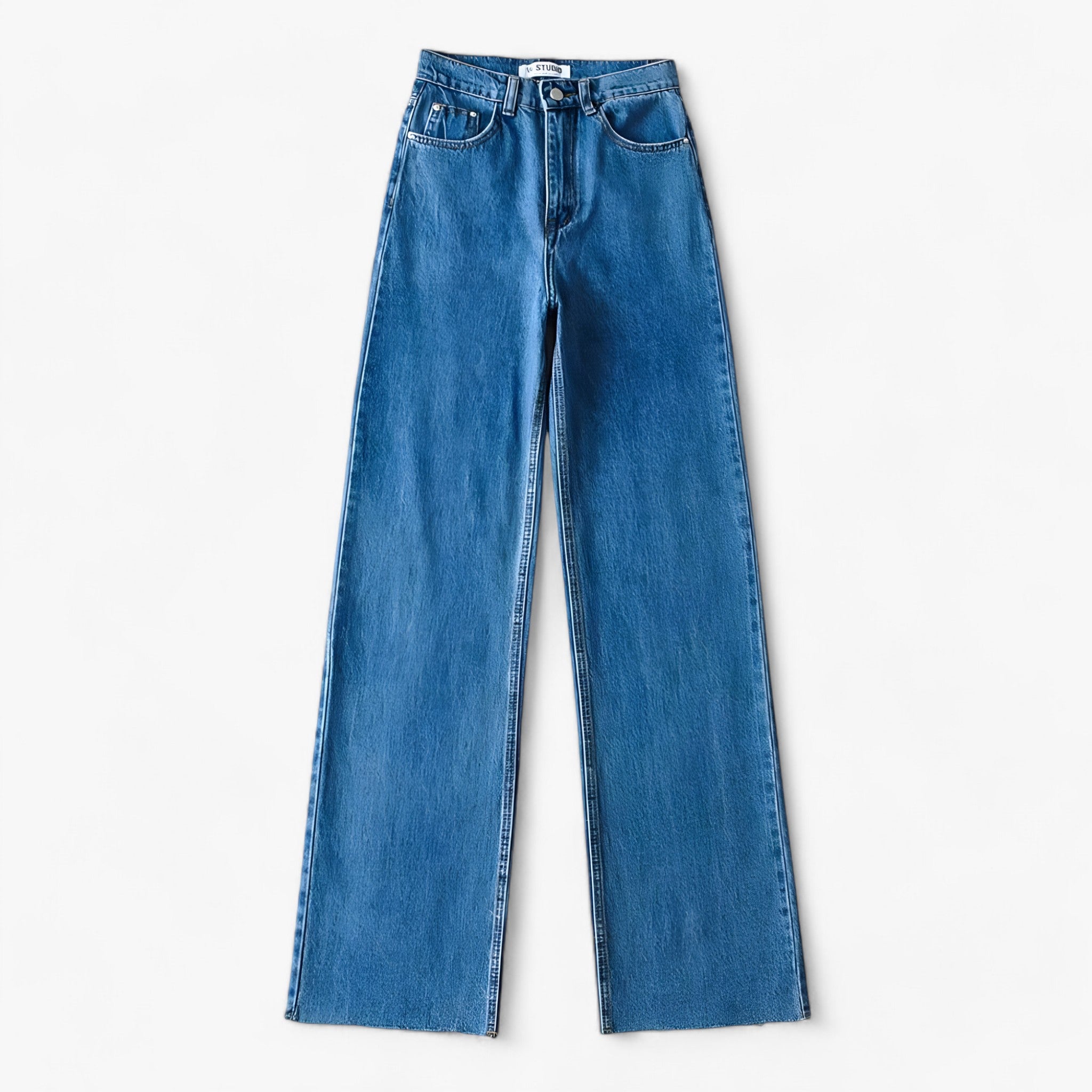Pants : Broek met Wijde Pijpen - Eenvoudig en Elegant - Donkerblauw in Donkerblauw van Pantino