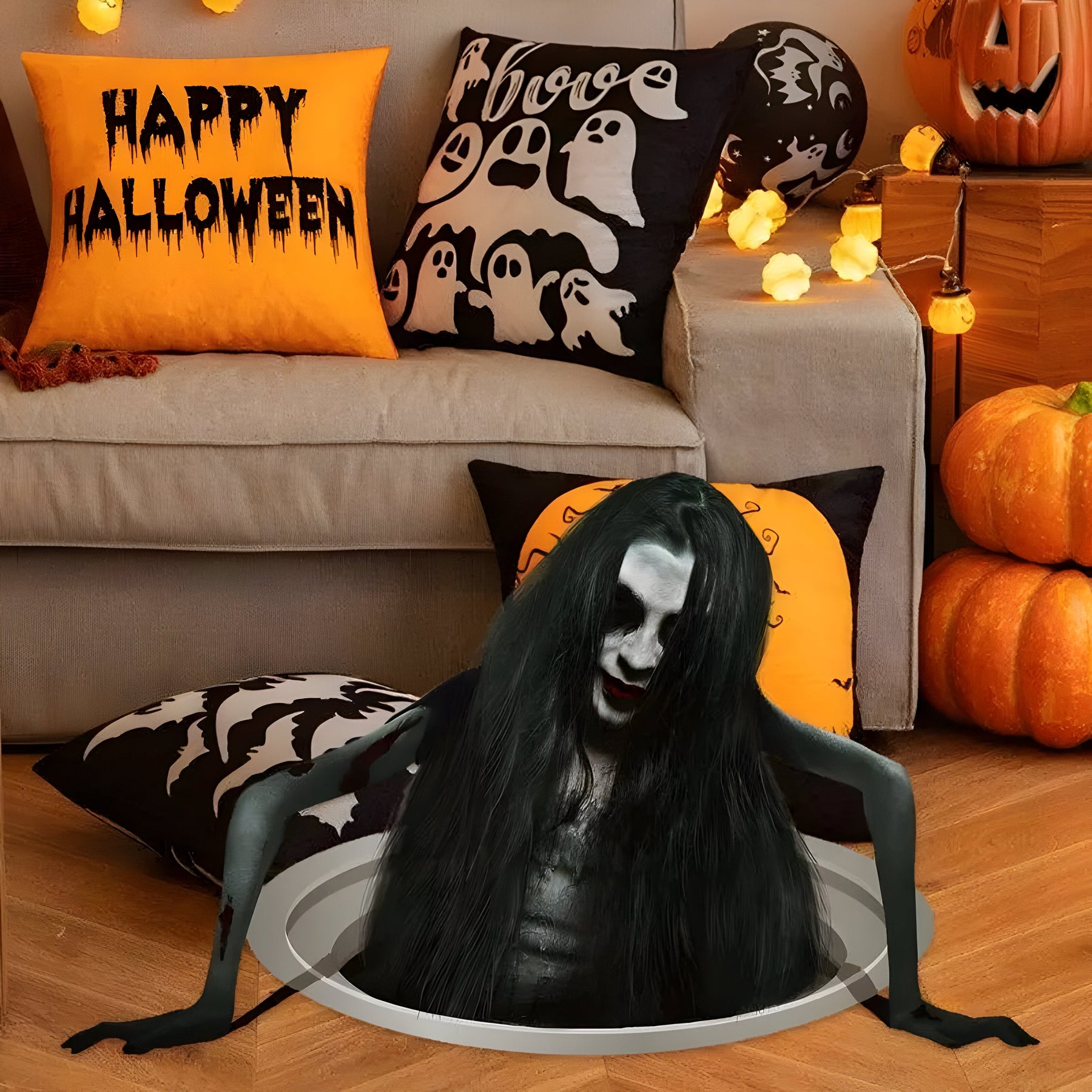 home & garden : Halloween-Vloerstickers - Spookachtige Raambehandeling - Zwart in van Pantino