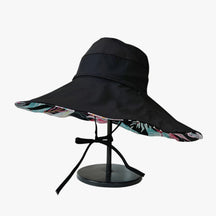 Sun Hat : Zomerhoed met Brede Rand - Ultieme UV-bescherming in Boho-look - Marineblauw in Zwart L van Pantino