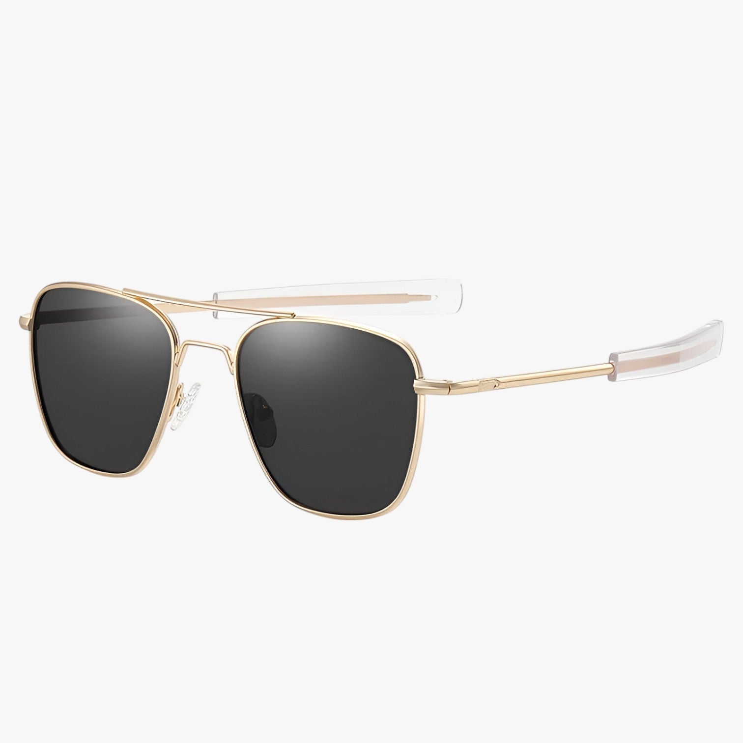 Sunglasses : Vintage Zonnebril van Licht Metaal - Zwart Wapen in Zwart goud Gepolariseerd van Pantino
