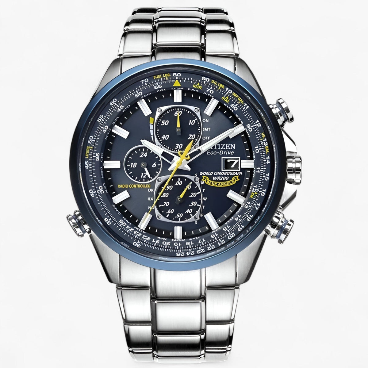 Heren Chronograaf Horloge MultiSteel 42mm – Staal Zilver, Blauwe Wijzerplaat