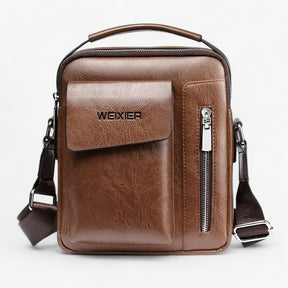 bags : Schoudertas Heren Zwart - Vintage PU Leren Leer in Koffie van Pantino