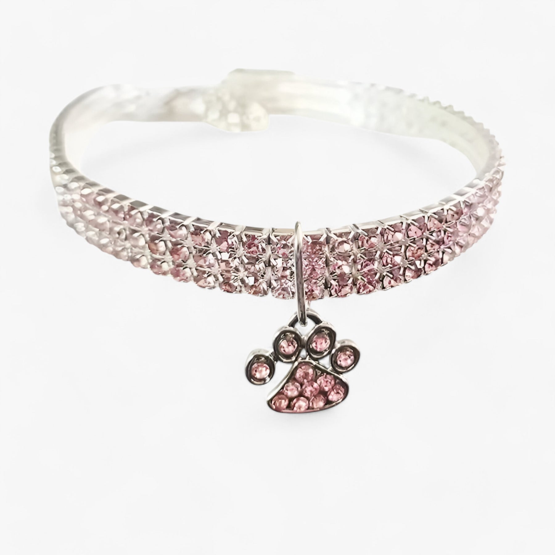 pets : Luxe Kristallen Halsband met Diamant Hanger - Roze in van Pantino