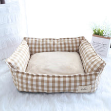 pets : Hondenbed Beige Ruitjespatroon - Zachte Rustplaats - 100% Katoen in Beige van Pantino