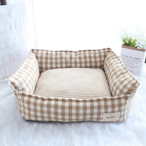 pets : Hondenbed Beige Ruitjespatroon - Zachte Rustplaats - 100% Katoen in Beige van Pantino