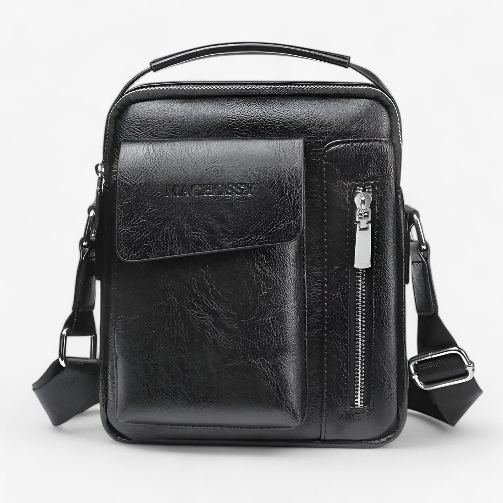 bags : Schoudertas Heren Zwart - Vintage PU Leren Leer in Zwart van Pantino