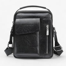 bags : Schoudertas Heren Zwart - Vintage PU Leren Leer in Zwart van Pantino