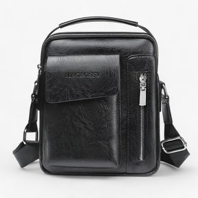 bags : Schoudertas Heren Zwart - Vintage PU Leren Leer in Zwart van Pantino