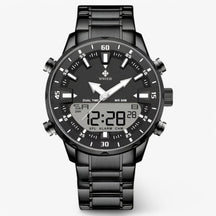 watches : Horloge Zilver Blauw - Roestvrijstalen Militair Sporthorloge in Zwart zwart van Pantino