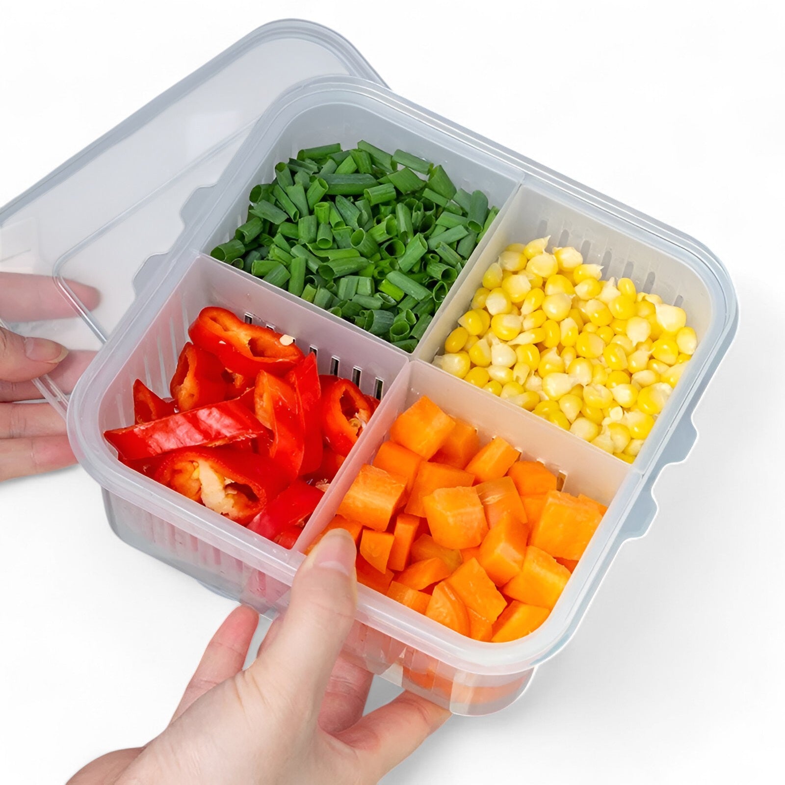 home & garden : FreshBox Transparante Organizer voor Verse Producten in 4 Rasters Doos van Pantino