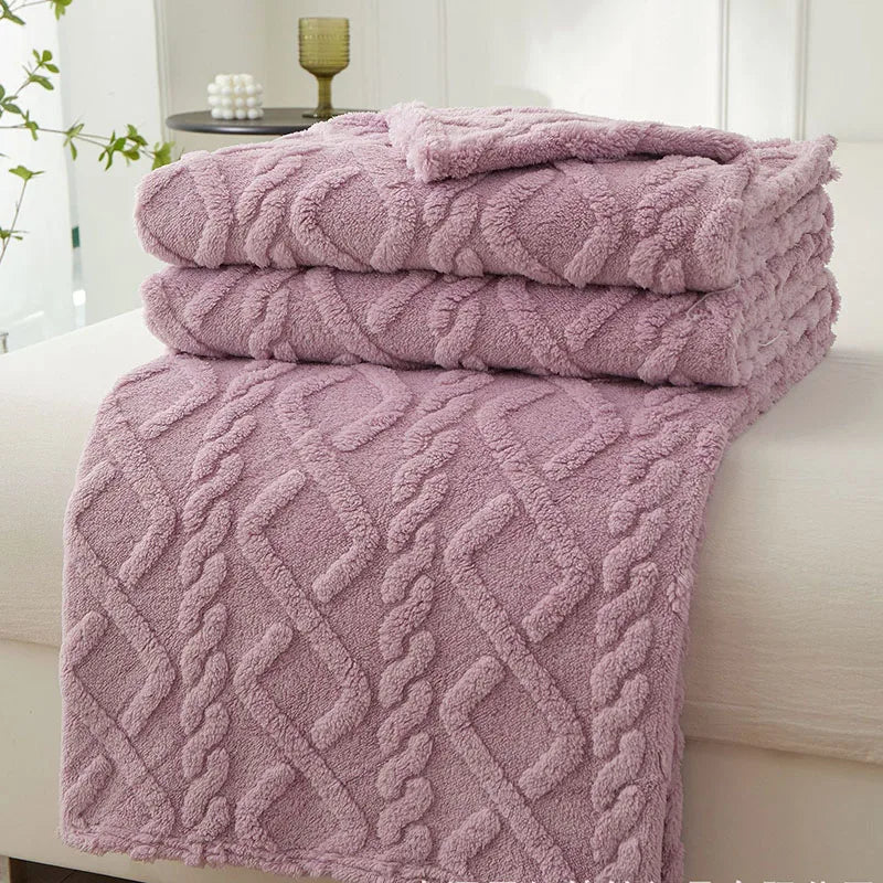 home & garden : FleeceBlanket - Warme Deken van Reistextiel Fleece - Grijs in Paars van Pantino