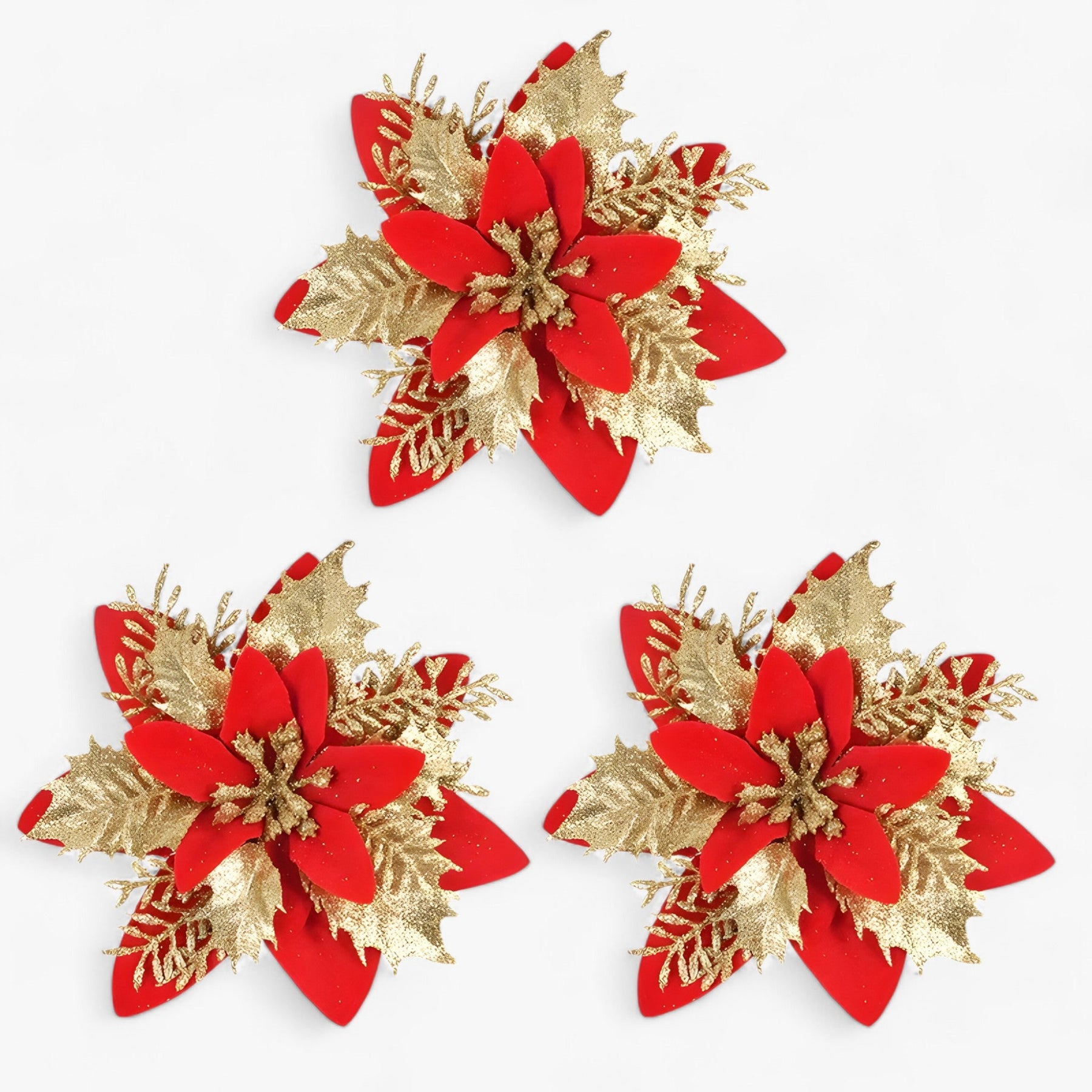 home & garden : Émilie - Glinsterende Kerstbloemen - Geef Je Decoratie een Sprankelend Tintje in Rood goud van Pantino