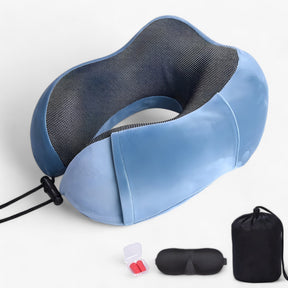 Travel Pillow : CloudRest - U-Vormig Reisekussen - Geheugenschuim voor Neksteun in Lichtblauwe Anzug van Pantino