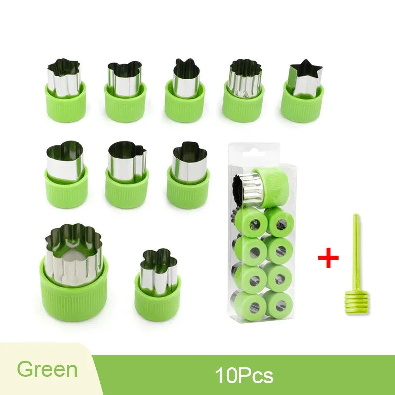 home & garden : LittleChefs - Groenten CartoonVormpjes Snijders in Groen - Set Van 10 Stuks van Pantino