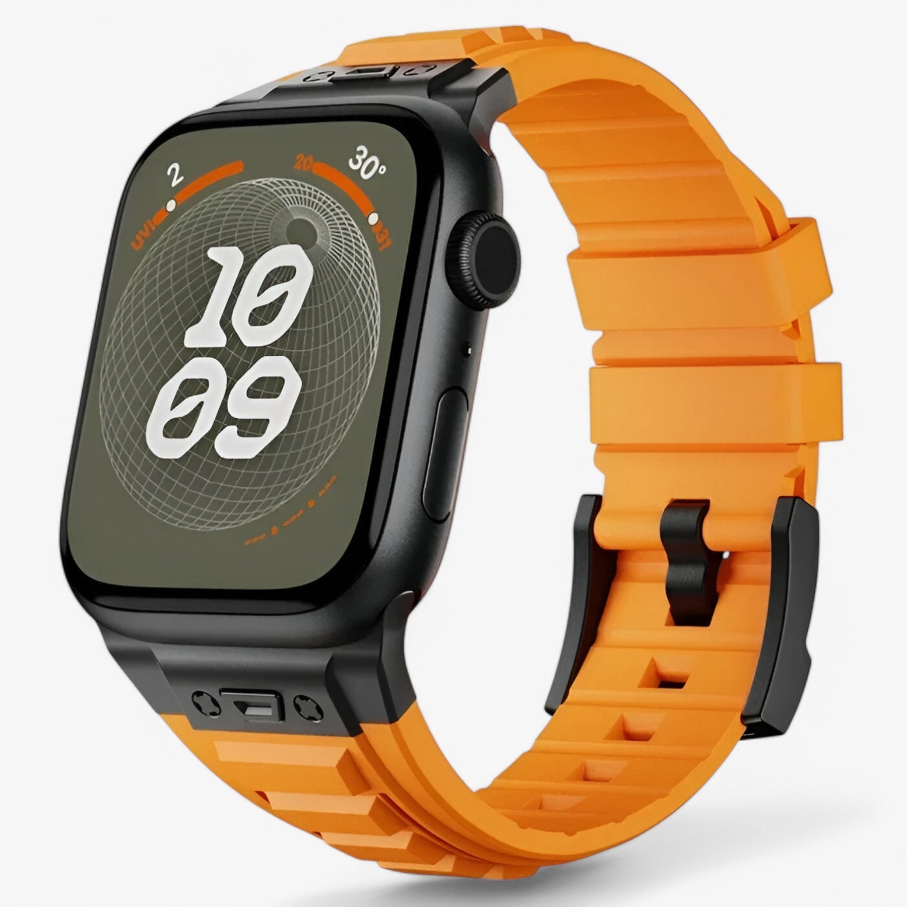 Smartwatch Band : Siliconen Sportbandje voor Apple Watch - Zwart Zwart in zwart oranje van Pantino