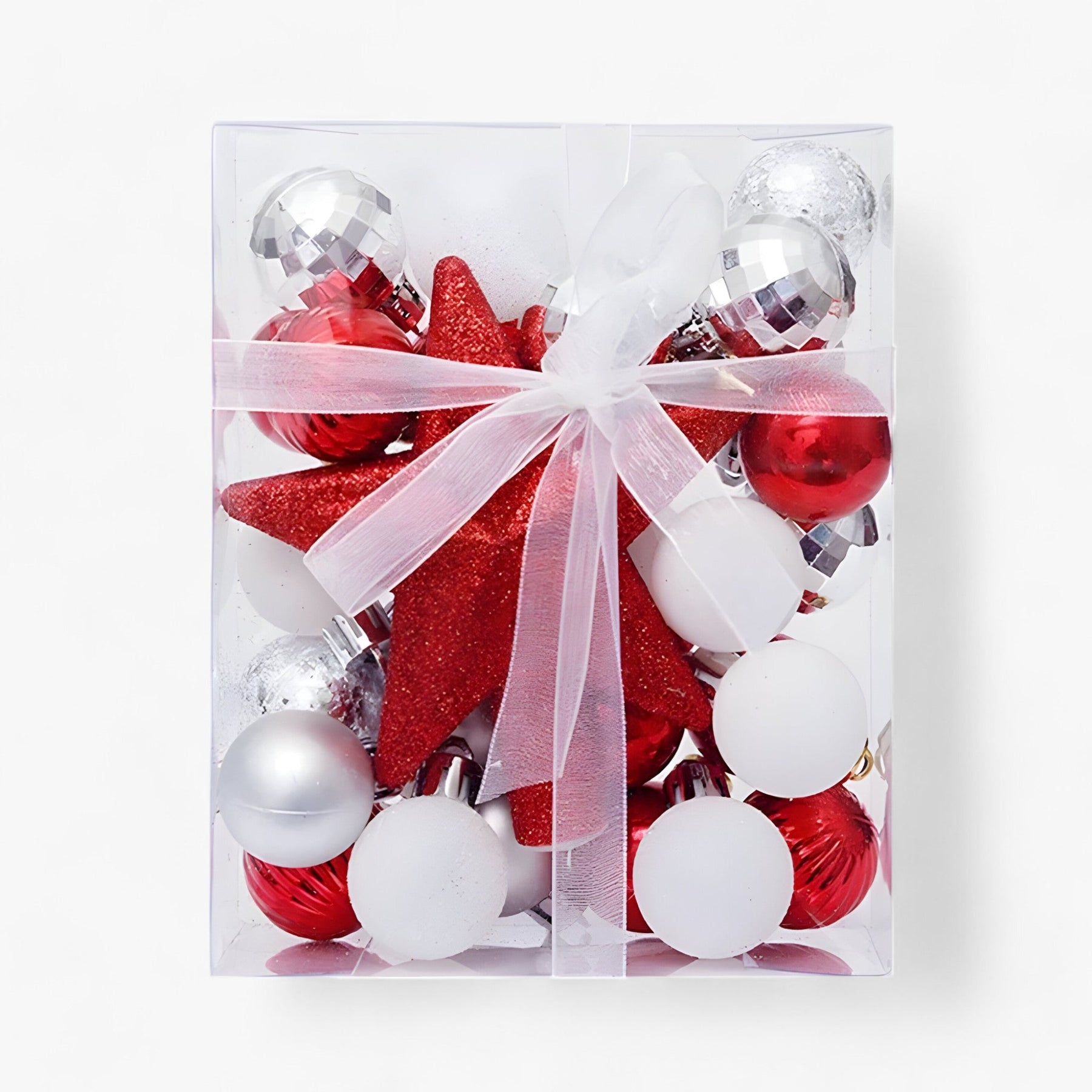 home & garden : Set van 30 Kerstballen met Ster, Boomdecor en Nieuwjaarscadeau - Rood Wit in Rood wit van Pantino