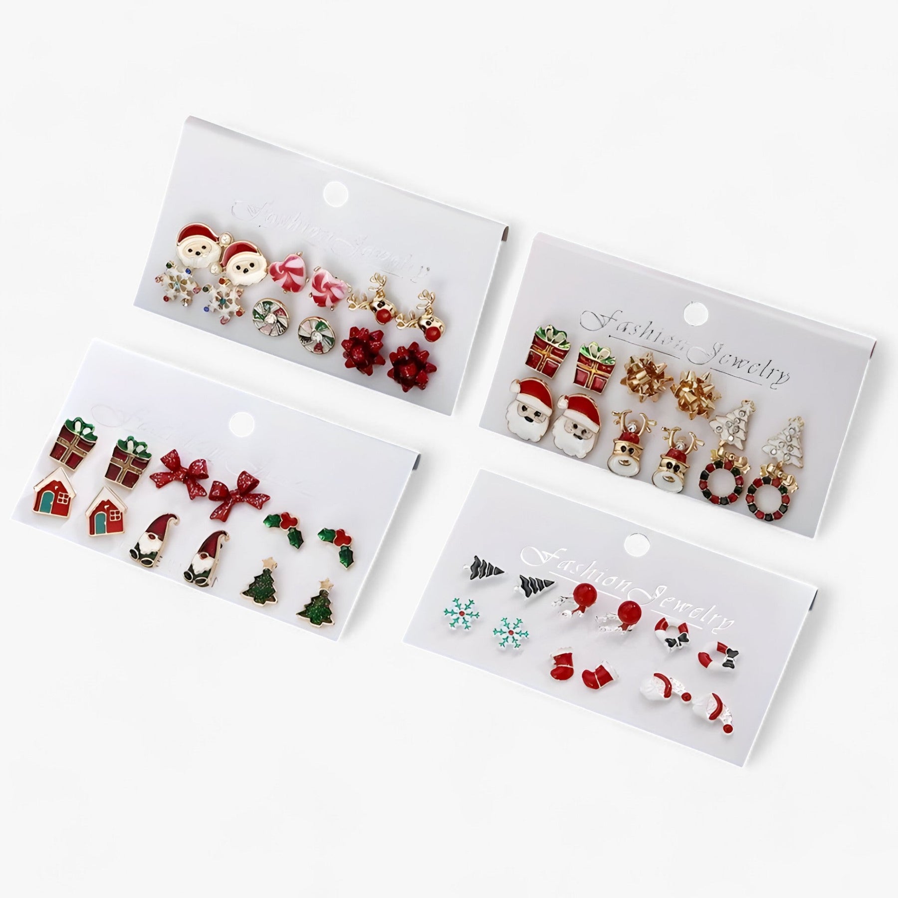 Earrings : Set van 6 Paar Kerstoorbellen - Sprankelende Ontwerpen in Zirkonia in van Pantino