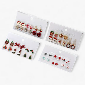 Earrings : Set van 6 Paar Kerstoorbellen - Sprankelende Ontwerpen in Zirkonia in van Pantino