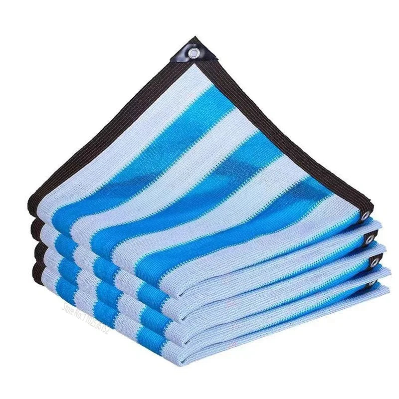outdoor equipment : Zonneschermnet Zwart HDPE - UV Werend Schaduwdoek voor Terras & Tuin in Blauw Wit gestreept 2x2M van Pantino