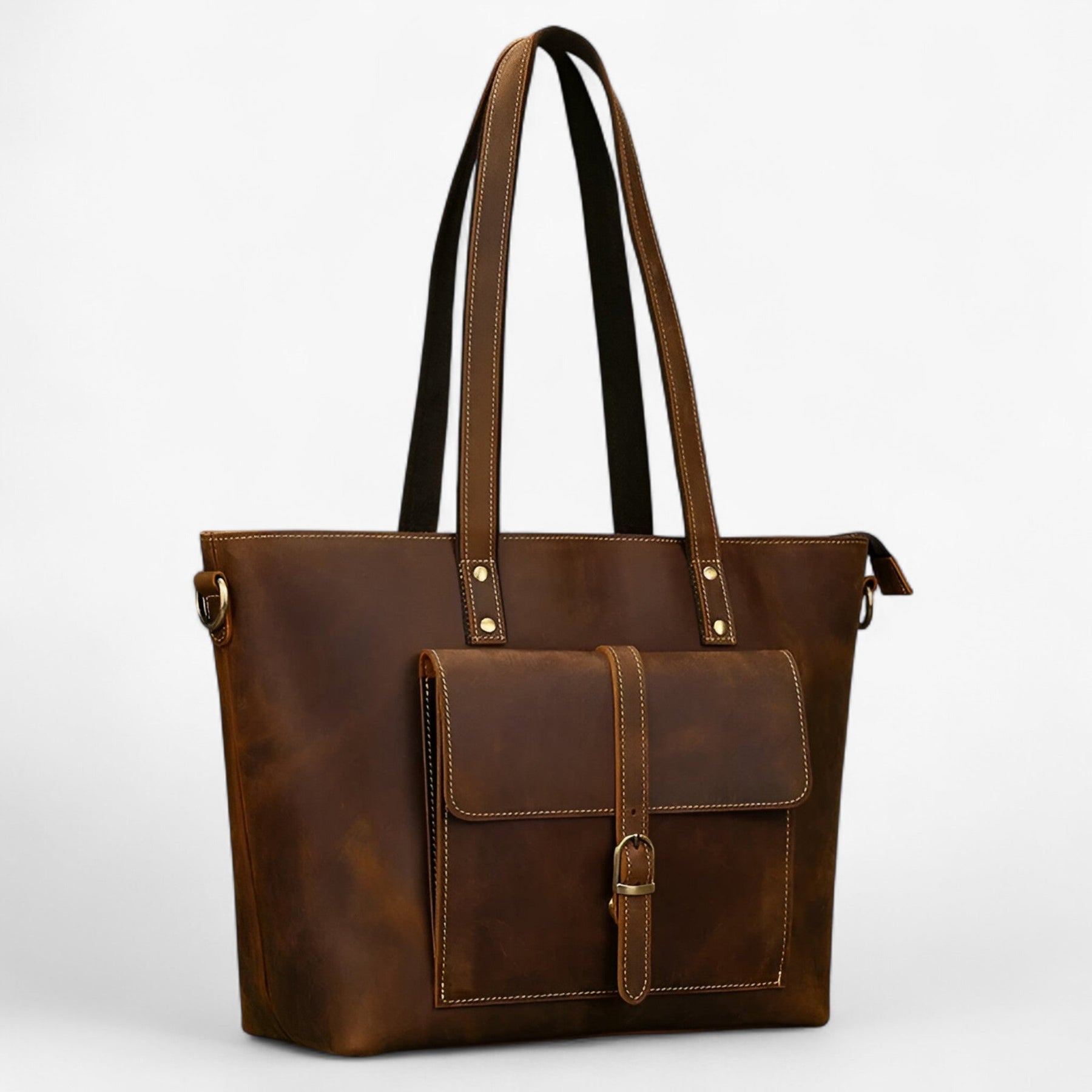 bags : Tote Bag Dames Donkerbruin - Elegante Echte Lederen Tas voor - Ruim & Lichtgewicht Ontwerp in van Pantino