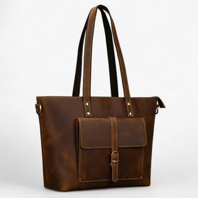 bags : Tote Bag Dames Donkerbruin - Elegante Echte Lederen Tas voor - Ruim & Lichtgewicht Ontwerp in van Pantino