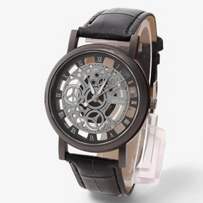 other : Kwarts Uurwerk met Leren Band en Romeins Wijzerplaat - Zilver Blauw in zwart zwart van Pantino