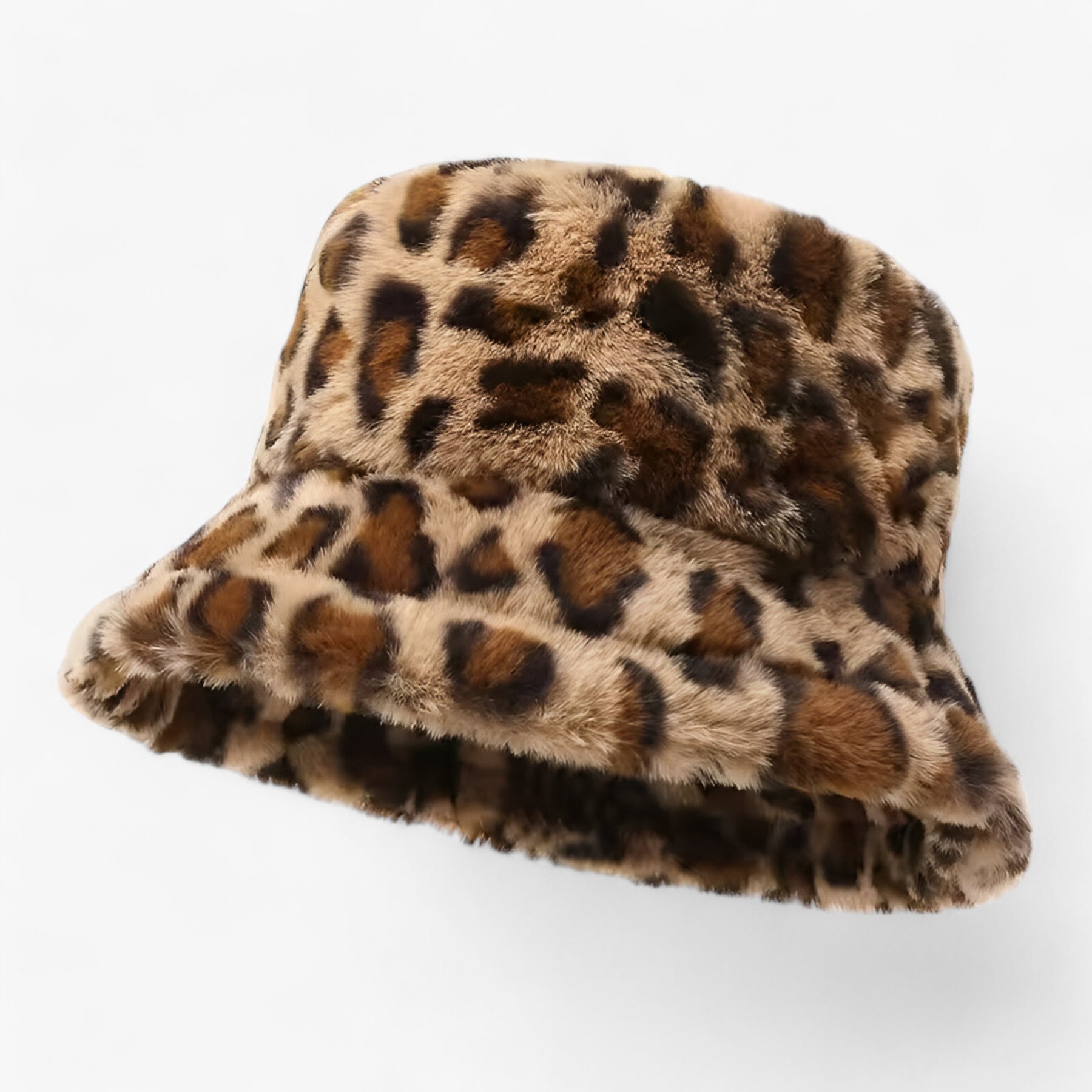 Bucket Hat : Hoed Khaki - Warme Leopardprint Vissershoed - Trendy en Comfortabel in bruin van Pantino