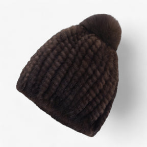 Hat : Hoed Zwart - Luxe Marterbont - Winterse Warmte & Elegantie in Bruin Één maat van Pantino