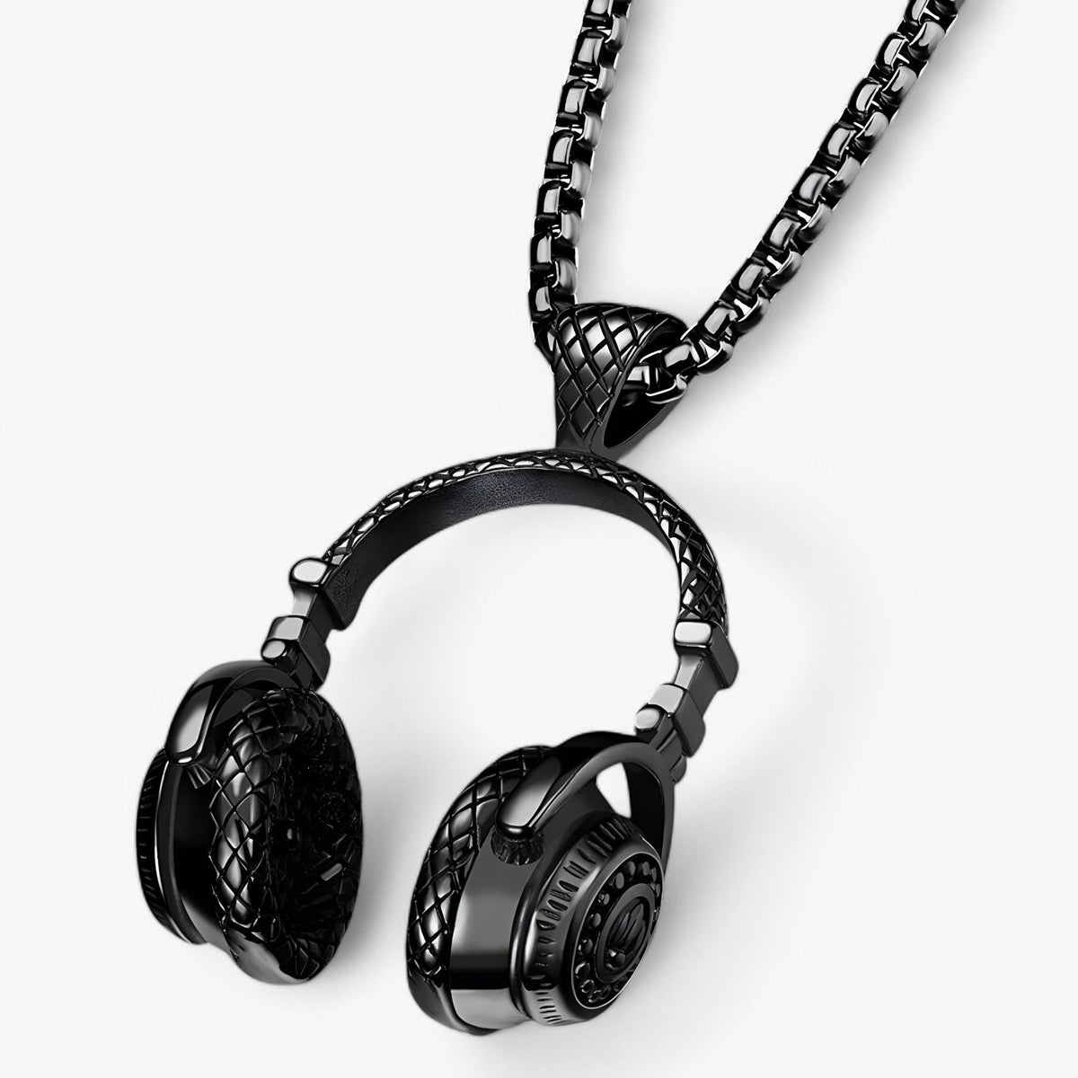 Necklace : Punk Hoofdtelefoon Ketting - Cool en Stijlvol Statement - Zwart Versterkt in van Pantino