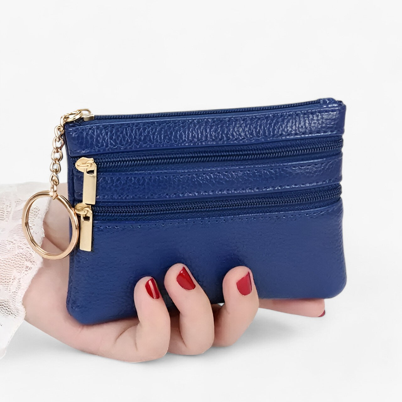 bags : Schoudertas voor Vrouwen Dames - Compakt en Elegant met Drie Ritsen - Rood in donkerblauw van Pantino