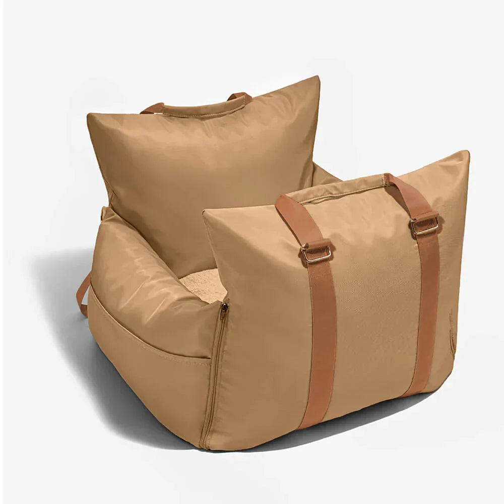 pets : Honden Autostoel Reistas Luxe - Veiligheid en Comfort Autorit - Oxford in Bruin 55cm X 55cm X 30cm van Pantino
