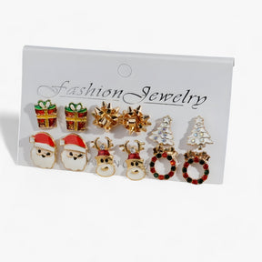 Earrings : Set van 6 Paar Kerstoorbellen - Sprankelende Ontwerpen in Zirkonia in 2 van Pantino