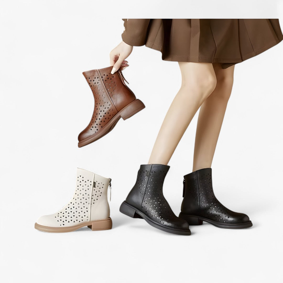 Shoes : Zomerlaarzen met geperforeerd platform en ritssluiting aan de achterkant in van Pantinoshop