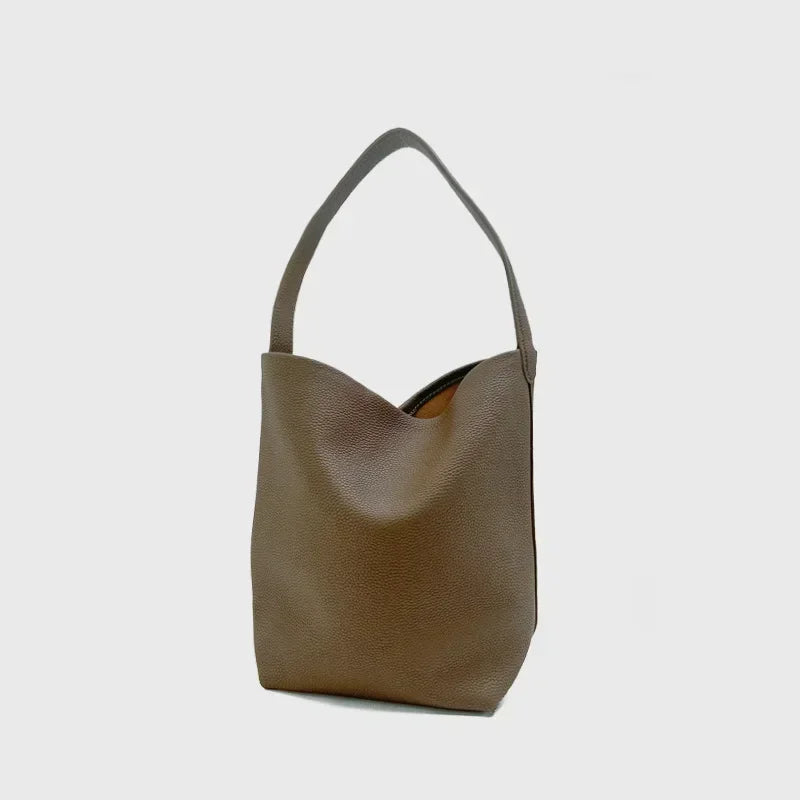 bags : Tote Bag Beige - Premium Leather in Tea brown van Pantino