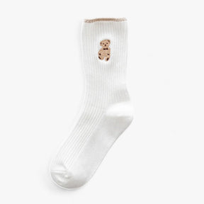 Socks : Knus en Schattig (1 Paar + 1 Paar Gratis) - Olijf in Wit van Pantino