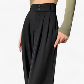 Pants : Broek Zwart - Hoge Taille - Modieus & Comfortabel in van Pantino