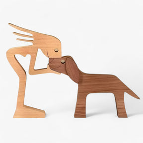 home & garden : Houten Puppy Familie Beeldje in A4 van Pantino